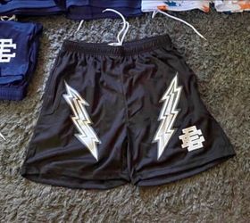 Black Athletic Erick Emmanuel Shorts with Lightning Bolt