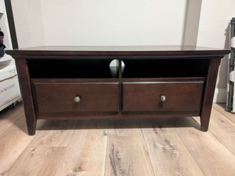48" Solid Wood Dark Espresso Media Console Table