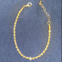 October Sale! 2mm Rope Bracelet 18k Gold Plated 