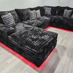 Gourges Oversize Sectional Corduroy Fabric Custome Set W/ LED Light $1799