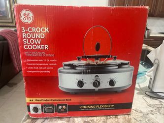 GE 3-Crock Round Slow Cooker