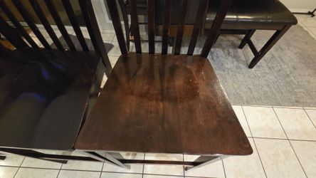 Dark Wood Bar/Counter Chairs with Slat Back (Set of 4)