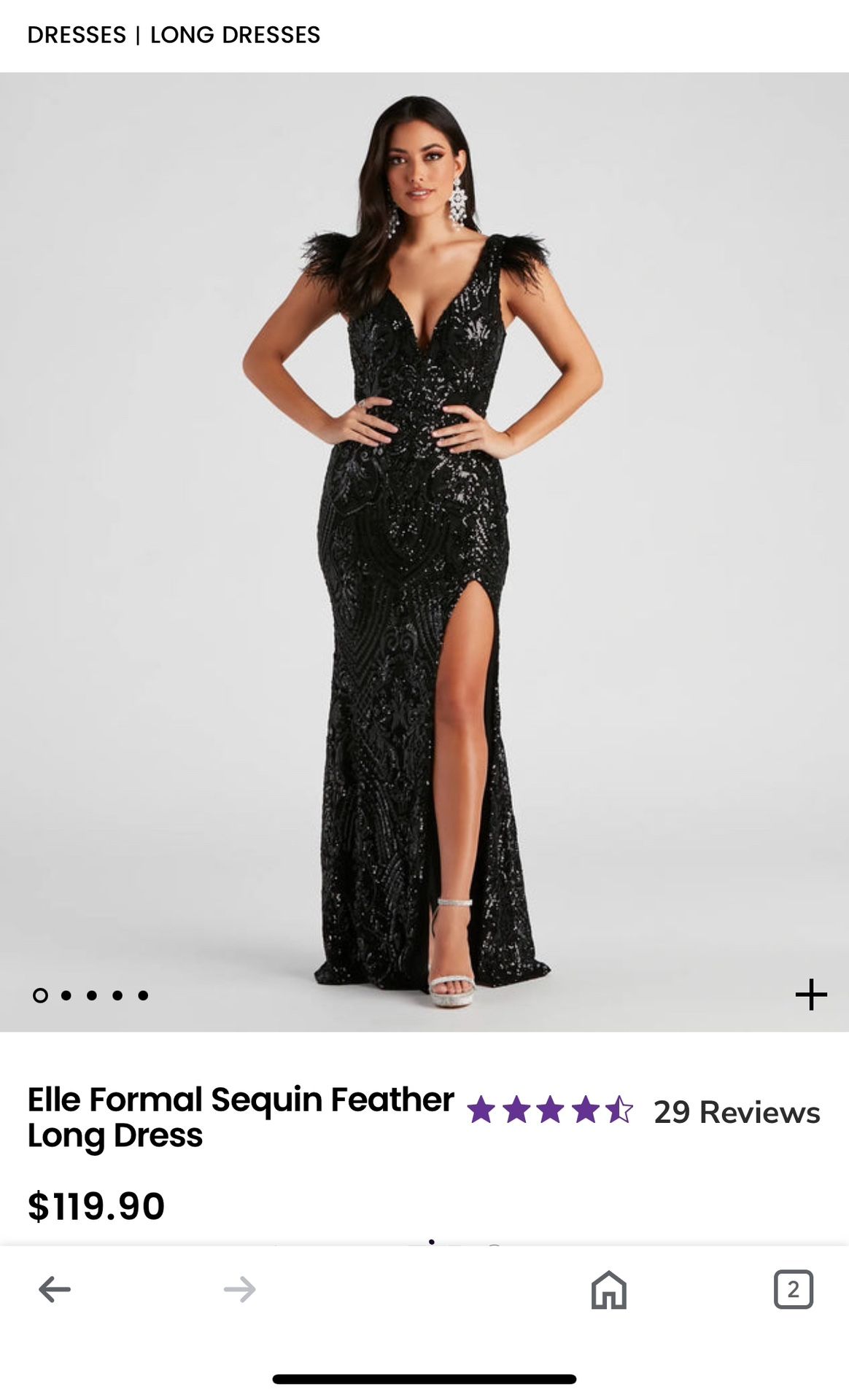 Elle Formal Sequin Feather Long Dress