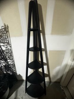 Black Wooden 5-Tier Corner Display Shelf