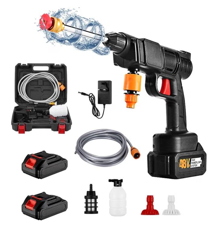 Cordless Pressure Washer, Portable Battery Power Washer, 48V Hand Held Pressure Washer with 2 Batteries, Small Electric Power Cleaner for Car, Garden,