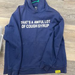 Size large awful lotta cough syrup hoodie dark blue