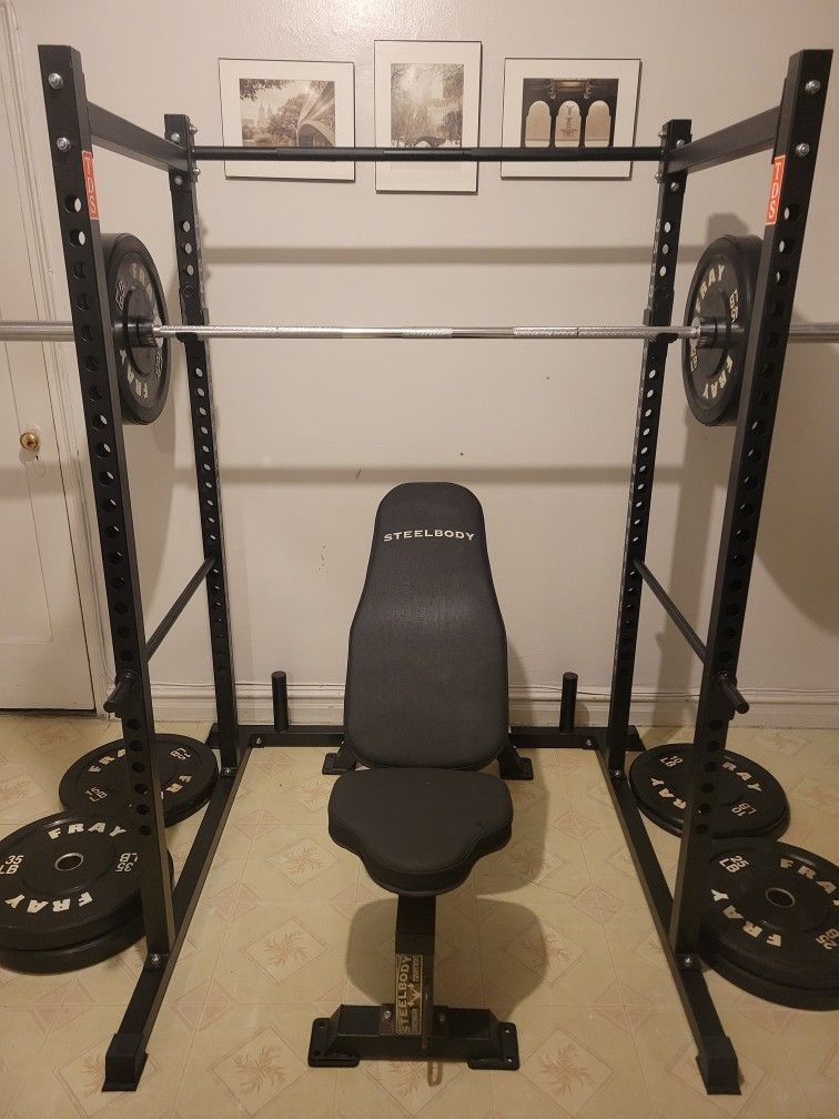 Olympic bumper weight set with bench and swuat rack 