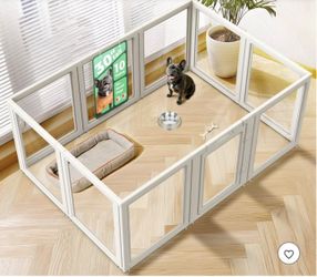 AuraSpace Acrylic Indoor outdoor Dog Playpen for pet Dogs 30 in 10 Panels White NEW