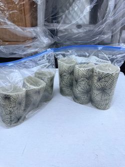 Halloween Spiderweb Pillar Candles Set of 6