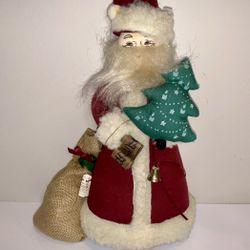 Adorable Vintage Fancywork Friends Primitive Santa  Fabric Twigs Decoration!