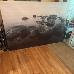 Large IKEA  Rock Ocean Canvas Art (55 H x 79” W)