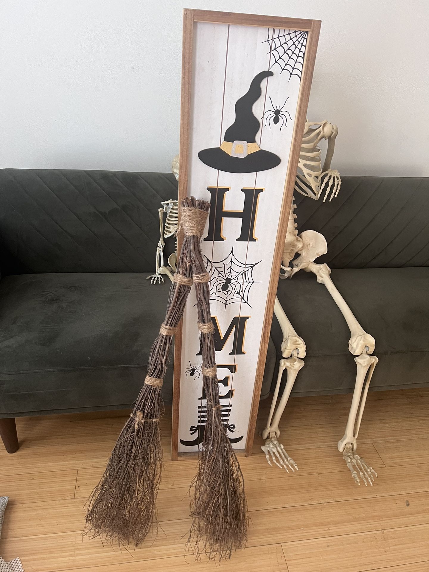 Witch Home Sign And Witch Brooms