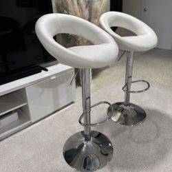 Adjustable Bar Stools, Modern Cute PU Leather Swivel Barstools with Hollow Back