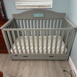 Graco 5-in-1 Convertible Baby Crib with Drawer and Reversible Headboard Pebble Gray