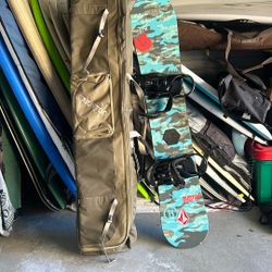 Burton 161 Snowboard And Gig Bag Setup 
