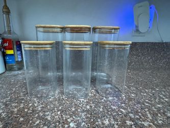 Glass Storage Jars with Bamboo Lids – Set of 6