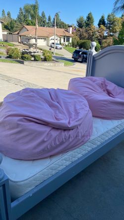 2 Pink Organic Cotton Outer Bean Bag Chairs-  $40