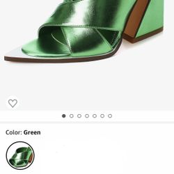 Women's Chunky Heel Sandals Pointed Toe Slip On Heels