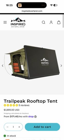 Inspired Overland trailpeak rooftop tent RTT HALF PRICE!