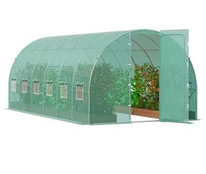 😀 VEVOR Walk-in Tunnel Greenhouse, 19.4x9.7x7.4 ft Hoop House Greenhouse Tunnel, Plant Hot House with Galvanized Steel Frame, Green PE Cover, Swing D