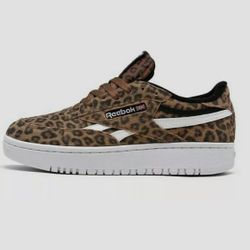 Reebok Women's Club C Double Revenge Suede 'Leopard Print' Shoes Size 7.5 New No Box