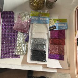 Stamps, Glitter, Beads, Glue