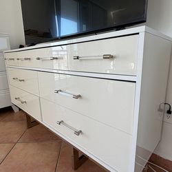 Modern White Dresser + Nightstand – Good Condition $450 for Both