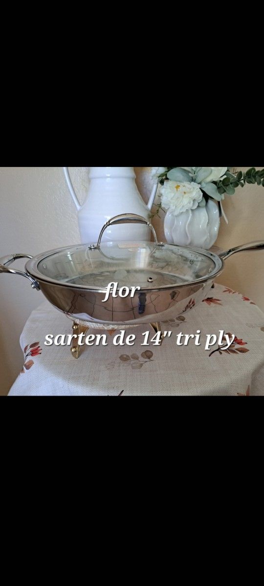 SARTEN DE 14" DE ACERO INOXIDABLE TRI PLY PRINCESS HOUSE 🌻 🫒 