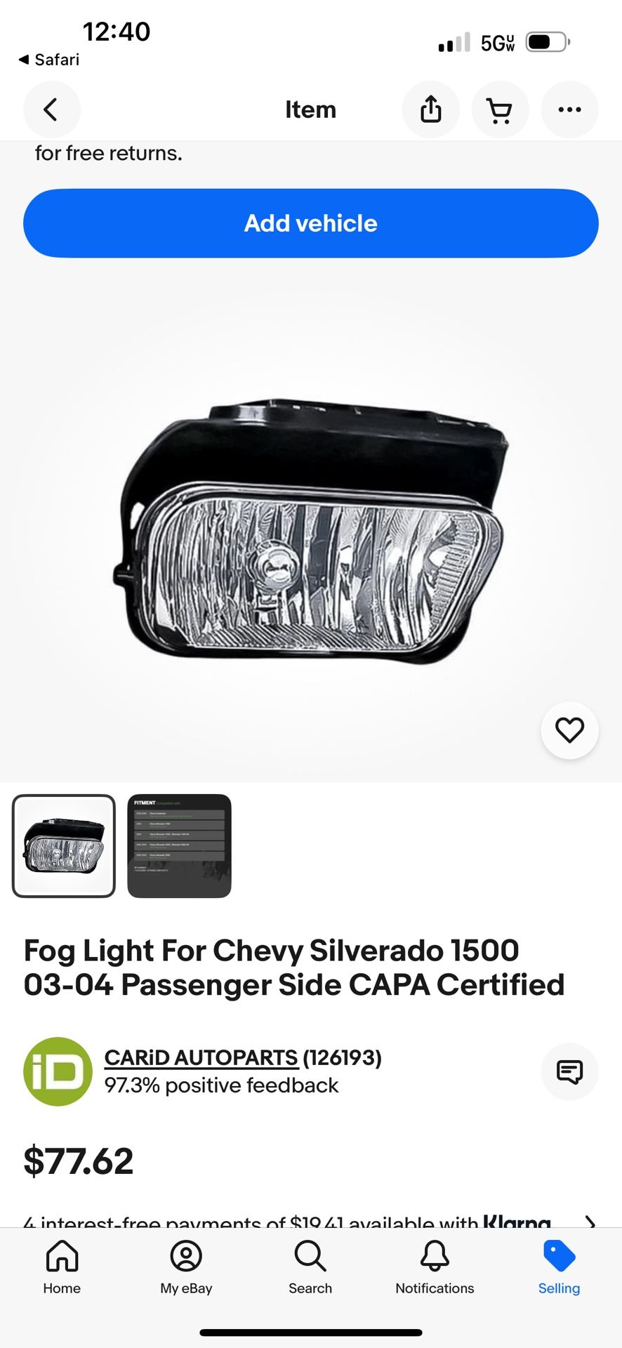 Fog Light For Chevy Silverado 1500 03-04 Passenger Side CAPA Certified
