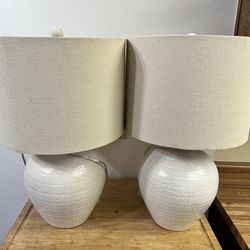 This product is likely the Uttermost Reyna Chalk White Table Lamp, featuring a textured herringbone pattern on a ceramic base. [1, 2]    AI can make m