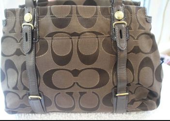 COACH 15402 Mia Signature Outline Op Art Carryall Brown for Sale
