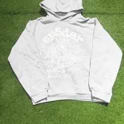 Og Web Heather Grey Sp5der Hoodie Size large Brand New