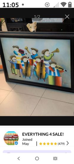 36 x24  This is a framed oil painting on canvas featuring children musicians, signed by the artist Joyce Roybal.