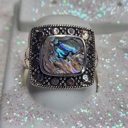 925 sterling silver Abalone ring Size Available 5,6,10