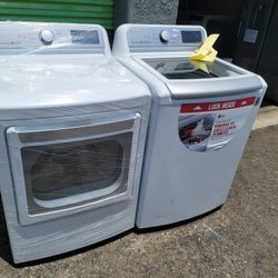 New LG Large Capacity 5.0cu Ft Top Load Washer And Used Gas Dryer Set 