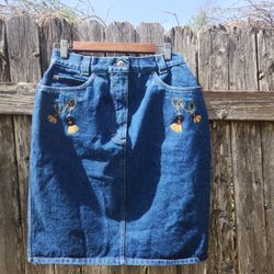 Vintage Mondi Regal Blue Jean Silhouette Skirt