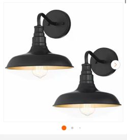 8.7 in. 1-Light Vintage Black Battery Operated Wall Sconce（Set of Two)