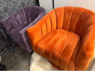 Orange purple velvet chairs