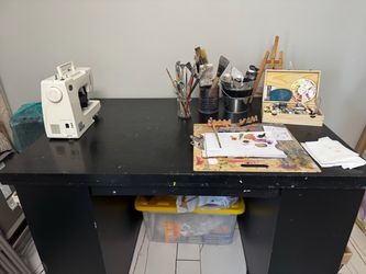 Solid wood, black working table