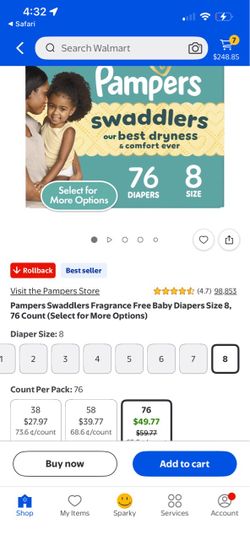 Pampers size 8