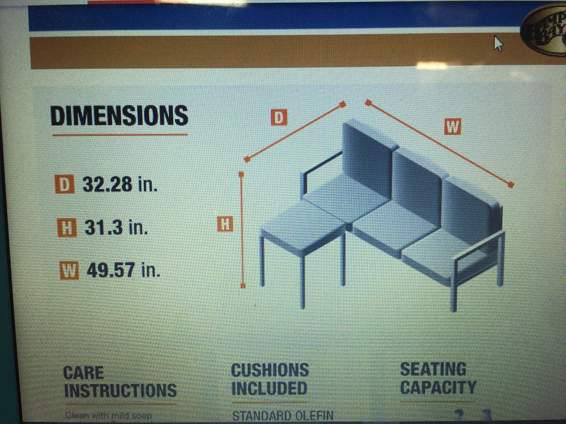 Hampton Bay Riley 3Piece Metal Outdoor Sectional Set with Charleston