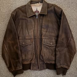 Vintage Neil Martin Airborne Leather Bomber Jacket – 70s/80s – Distressed Lining