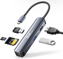 5 in 1 USB-C Dongle Hub with 4K 60Hz HDMI, USB 3.0 5Gbps Data, SD/Micro SD Card Reader for MacBook Pro/Air, iPad Pro/Air, Surface Pro, XPS, Laptops