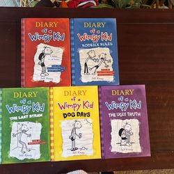 Diary Of A Wimpy Kid Books 1, 2, 3, 4, 5