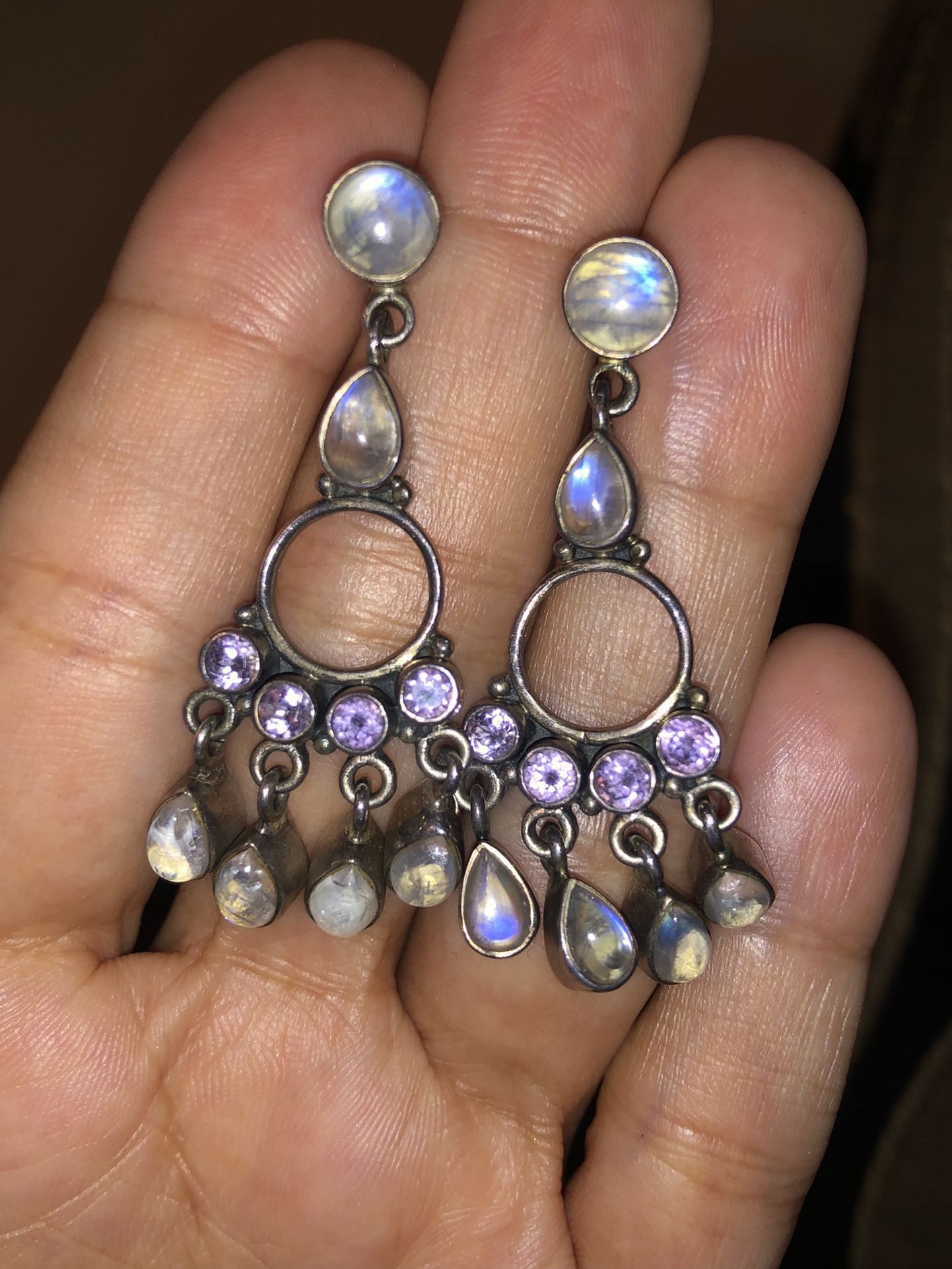 Sterling Silver (Moonstone Earrings)