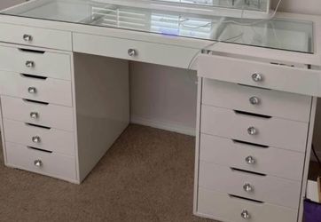 Makeup White Vanity Only Without Glass Top