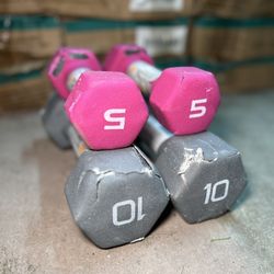 Pair of 5 and 10lb dumbbell