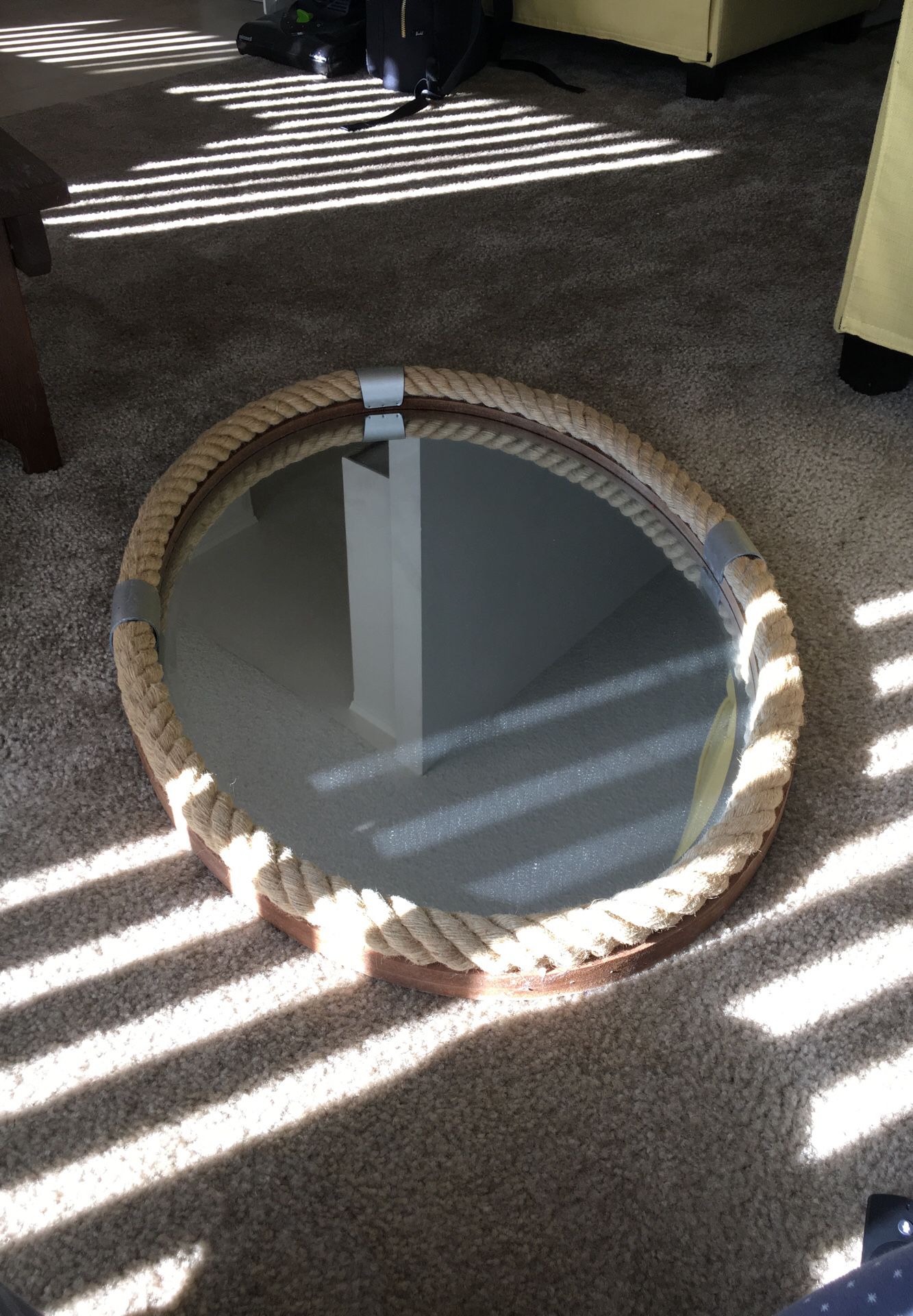 Oval roped nautical themed mirror