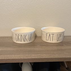 Rae Dunn Pet Bowl (Drink Up & Eat Up)