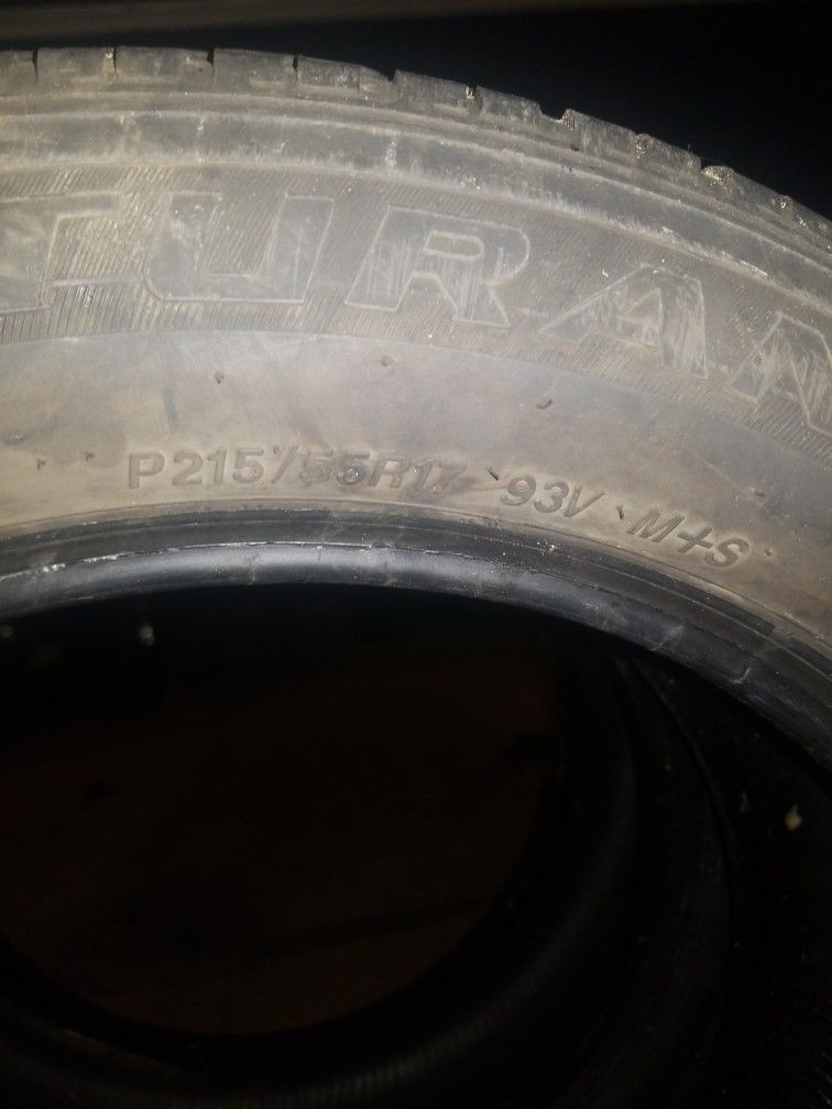 Pair 2 Tires 215-55-17 Brigstone 80%tread